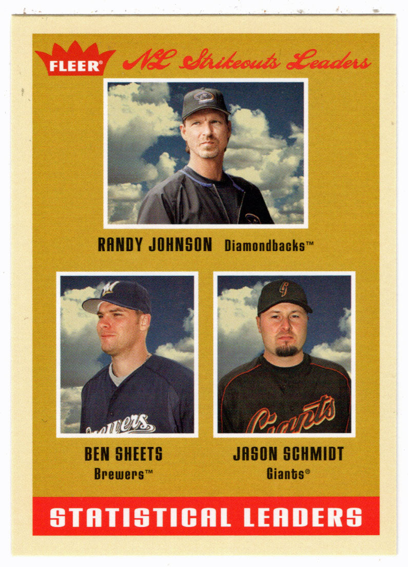 Randy Johnson - Ben Sheets - Jason Schmidt - Statistical Leaders (MLB Baseball Card) 2005 Fleer Tradition # 6 Mint