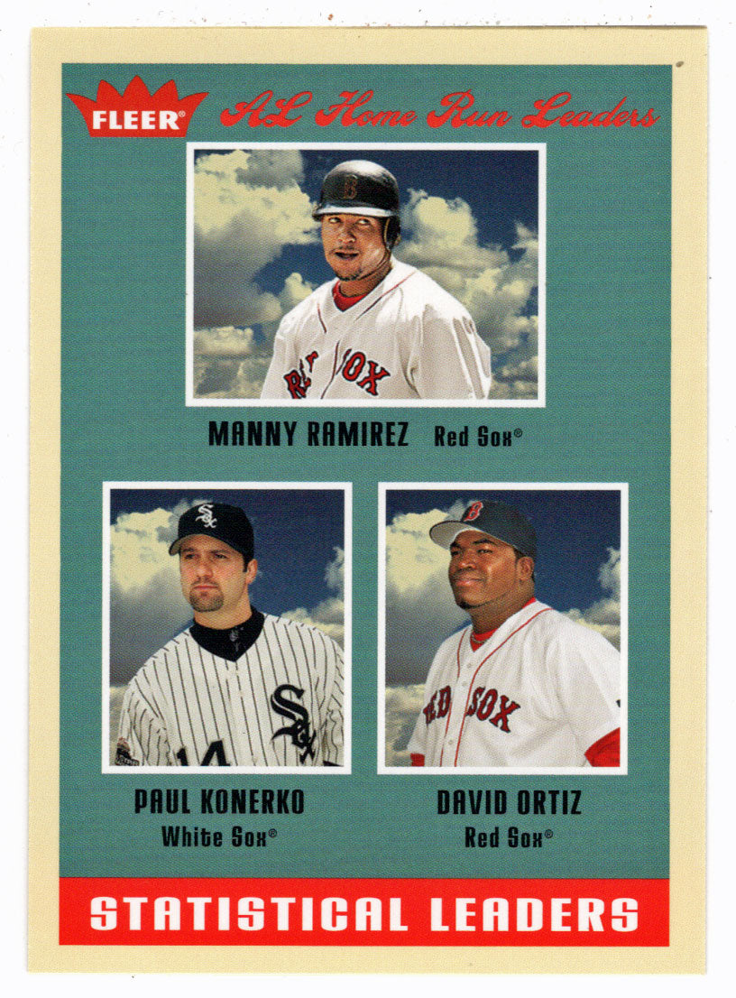 David Ortiz - Manny Ramirez - Paul Konerko - Statistical Leaders (MLB Baseball Card) 2005 Fleer Tradition # 9 Mint