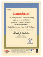 Load image into Gallery viewer, Hideki Matsui - New York Yankees - Standouts Jersey (MLB Baseball Card) 2005 Fleer Tradition # HM Mint
