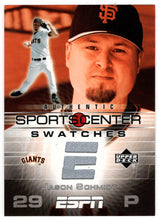 Load image into Gallery viewer, Jason Schmidt - San Francisco Giants - Sports Center Swatches (MLB Baseball Card) 2005 Upper Deck ESPN # GU-JS Mint
