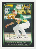 Wes Bankston RC - Oakland Athletics (MLB Baseball Card) 2008 Bowman Draft # 8 Mint