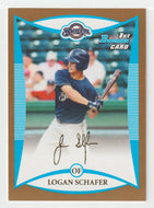Logan Schafer - Milwaukee Brewers - GOLD (MLB Baseball Card) 2008 Bowman Draft Prospects # 37 Mint
