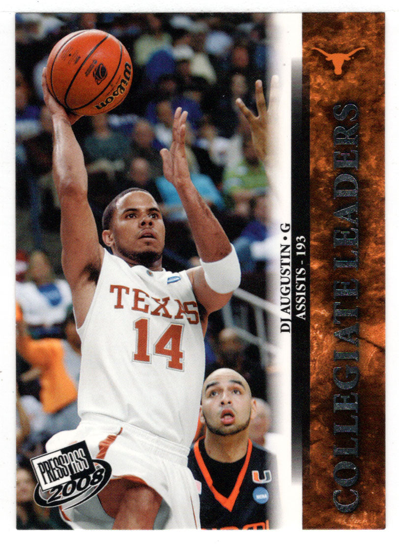 D.J. Augustin - Texas Longhorns - Reflectors - Collegiate Leaders (NCAA - NBA Basketball Card) 2008 Press Pass # 39 Mint