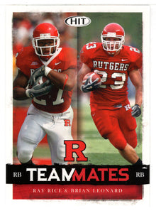 Ray Rice - Brian Leonard - Rutgers Scarlet Knights - TeamMates (NFL - NCAA Football Card) 2008 Sage Hit # 60 Mint