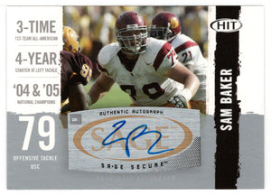 Sam Baker - USC Trojans - Autographs - Silver (NFL - NCAA Football Card) 2008 Sage Hit # A-15 Mint