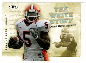 Rashard Mendenhall - Illinois Fighting Illini - The Write Stuff (NFL - NCAA Football Card) 2008 Sage Hit # WS-17 Mint