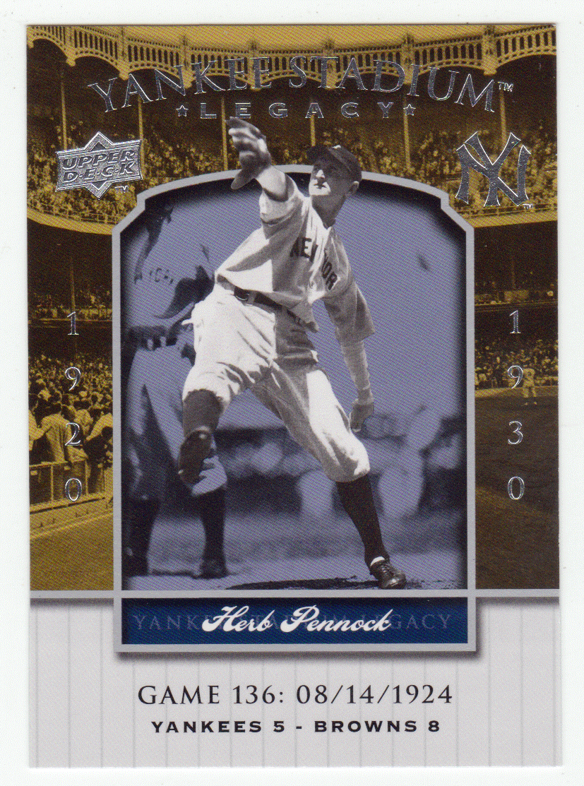 Herb Pennock - New York Yankees (MLB Baseball Card) 2008 Upper Deck Yankee Stadium Legacy Collection # 136 Mint