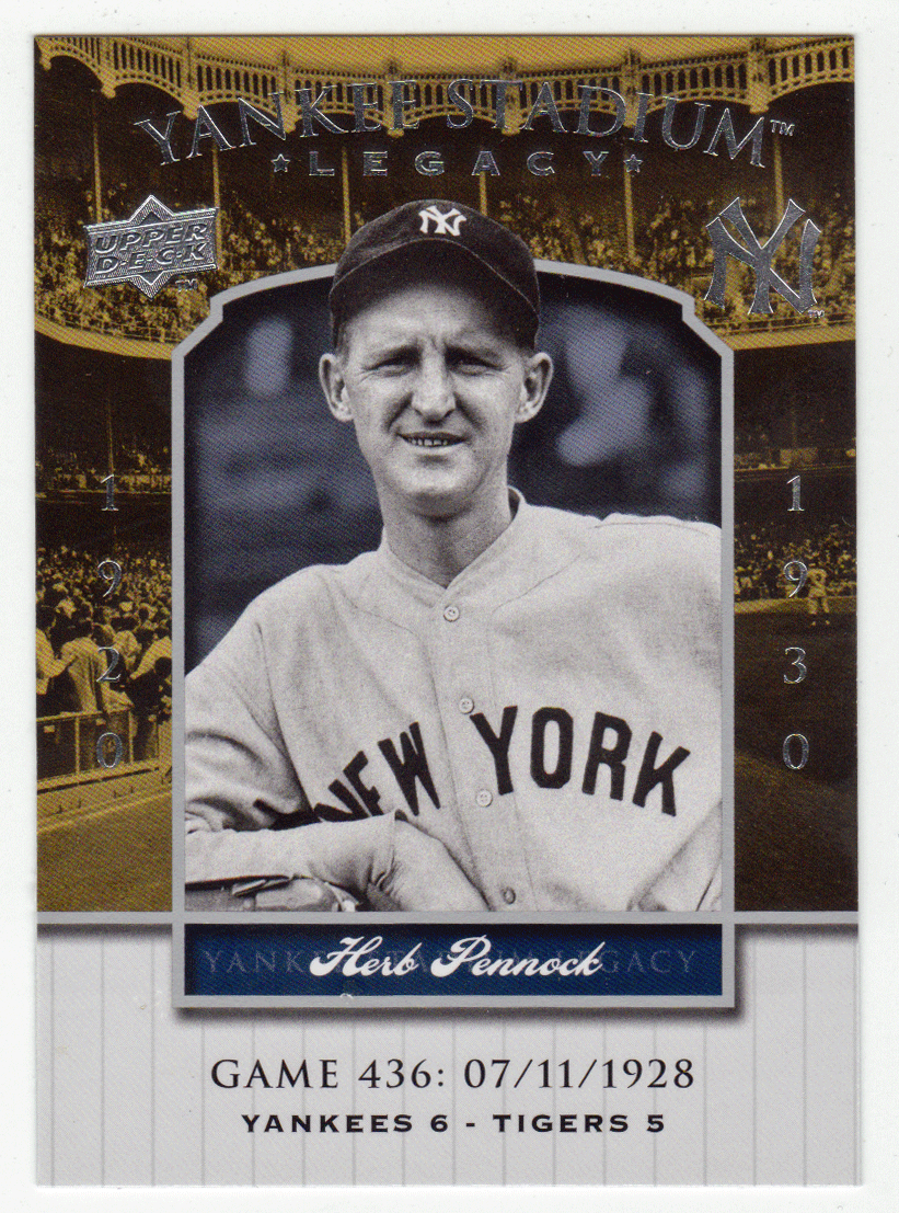 Herb Pennock - New York Yankees (MLB Baseball Card) 2008 Upper Deck Yankee Stadium Legacy Collection # 436 Mint