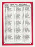 Checklist # 1 (MLB Baseball Card) 2010 Topps Chrome # NNO Mint