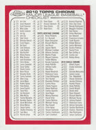Checklist # 2 (MLB Baseball Card) 2010 Topps Chrome # NNO Mint