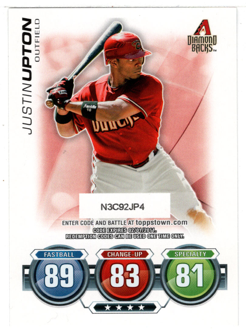 Justin Upton - Arizona Diamondbacks - Attax Code (MLB Baseball Card) 2010 Topps Update # 31 Mint