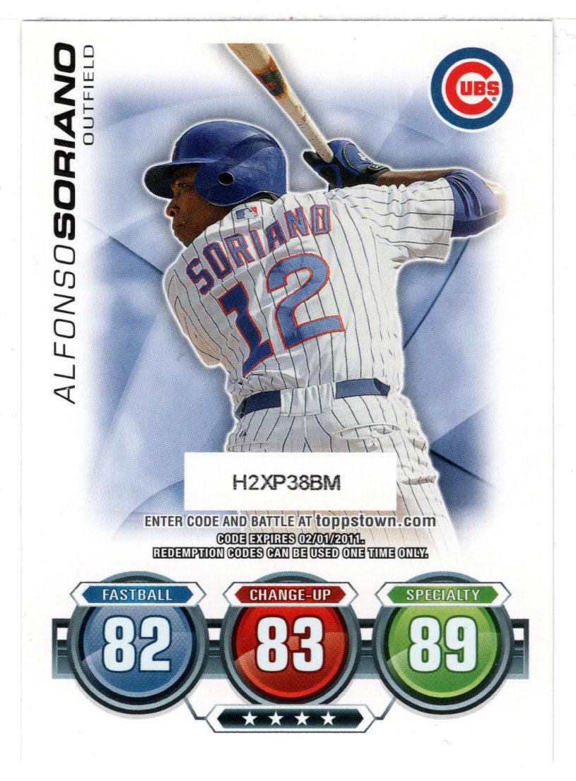 Alfonso Soriano - Chicago Cubs - Attax Code (MLB Baseball Card) 2010 Topps Update # 40 Mint