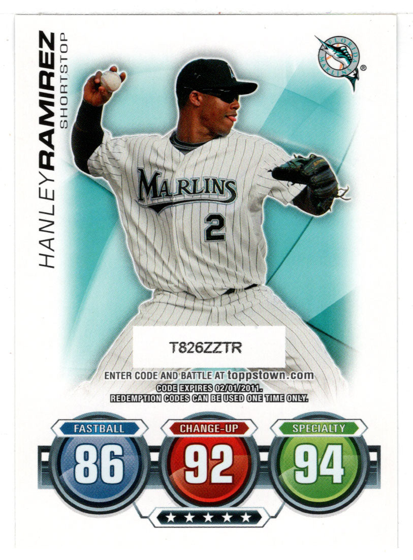 Hanley Ramirez - Florida Marlins - Attax Code (MLB Baseball Card) 2010 Topps Update # 49 Mint