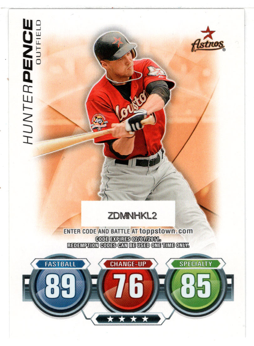 Hunter Pence - Houston Astros - Attax Code (MLB Baseball Card) 2010 Topps Update # 51 Mint