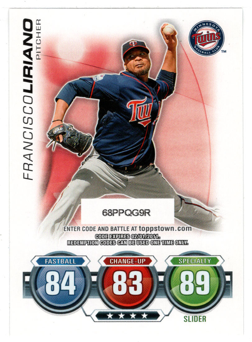 Francisco Liriano - Minnesota Twins - Attax Code (MLB Baseball Card) 2010 Topps Update # 57 Mint