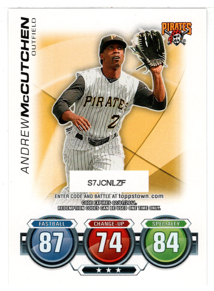 Andrew McCutchen - Pittsburgh Pirates - Attax Code (MLB Baseball Card) 2010 Topps Update # 65 Mint