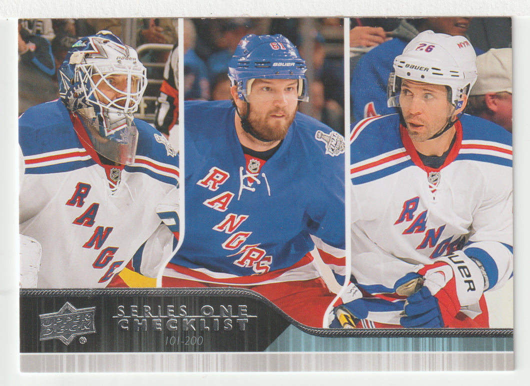 Checklist # 2 - Henrik Lundqvist - Rick Nash - Martin St. Louis - New York Rangers (NHL Hockey Card) 2014-15 Upper Deck # 200 Mint