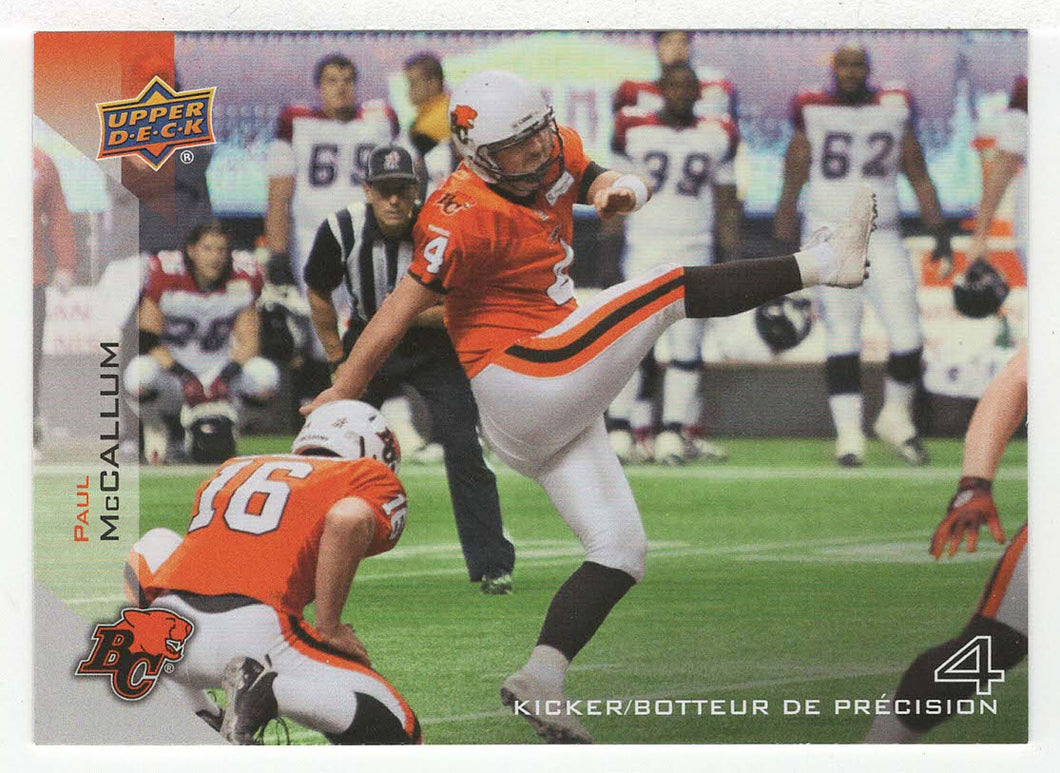 Paul McCallum - British Columbia Lions (CFL Football Card) 2014 Upper Deck # 7 Mint