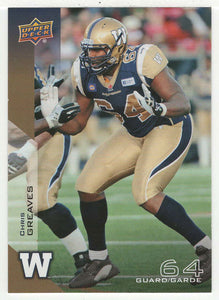 Chris Greaves - Winnipeg Blue Bombers (CFL Football Card) 2014 Upper Deck # 91 Mint