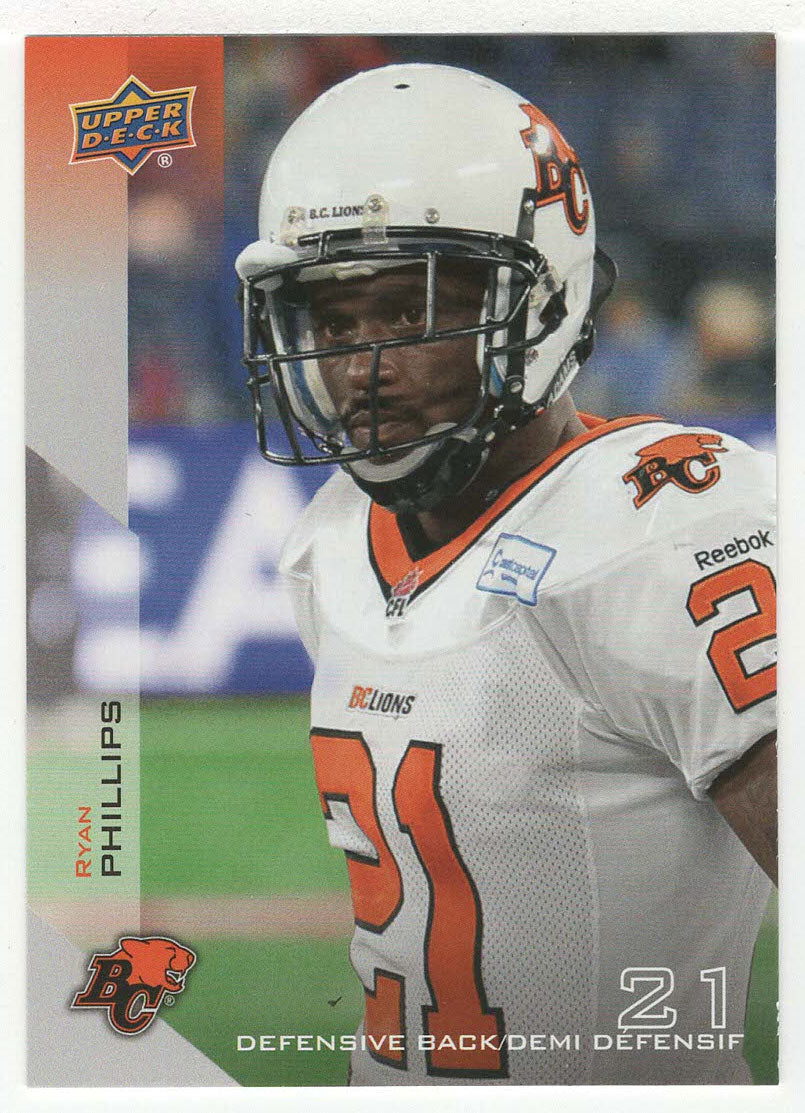 Ryan Phillips SP - British Columbia Lions (CFL Football Card) 2014 Upper Deck # 104 Mint