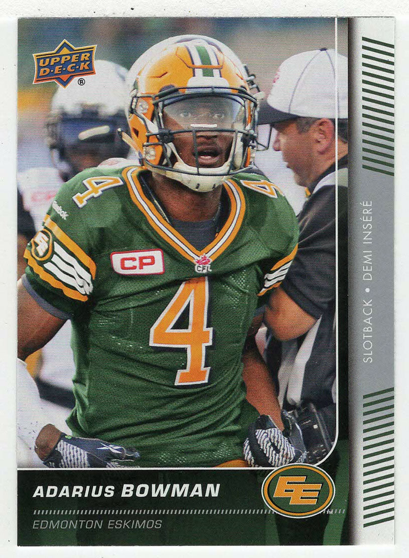 Adarius Bowman - Edmonton Eskimos (CFL Football Card) 2015 Upper Deck # 7 Mint