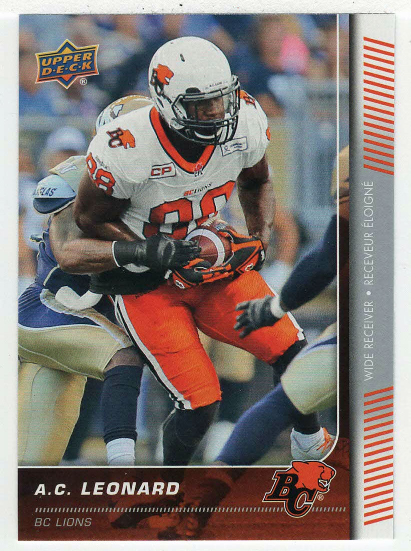 A.C. Leonard - British Columbia Lions (CFL Football Card) 2015 Upper Deck # 28 Mint