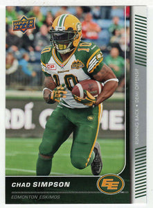 Chad Simpson - Edmonton Eskimos (CFL Football Card) 2015 Upper Deck # 67 Mint