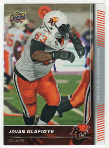 Jovan Olafioye - British Columbia Lions (CFL Football Card) 2015 Upper Deck # 97 Mint