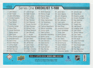 Checklist # 1 - Sidney Crosby - Joe Pavelski (NHL Hockey Card) 2016-17 Upper Deck # 199 Mint