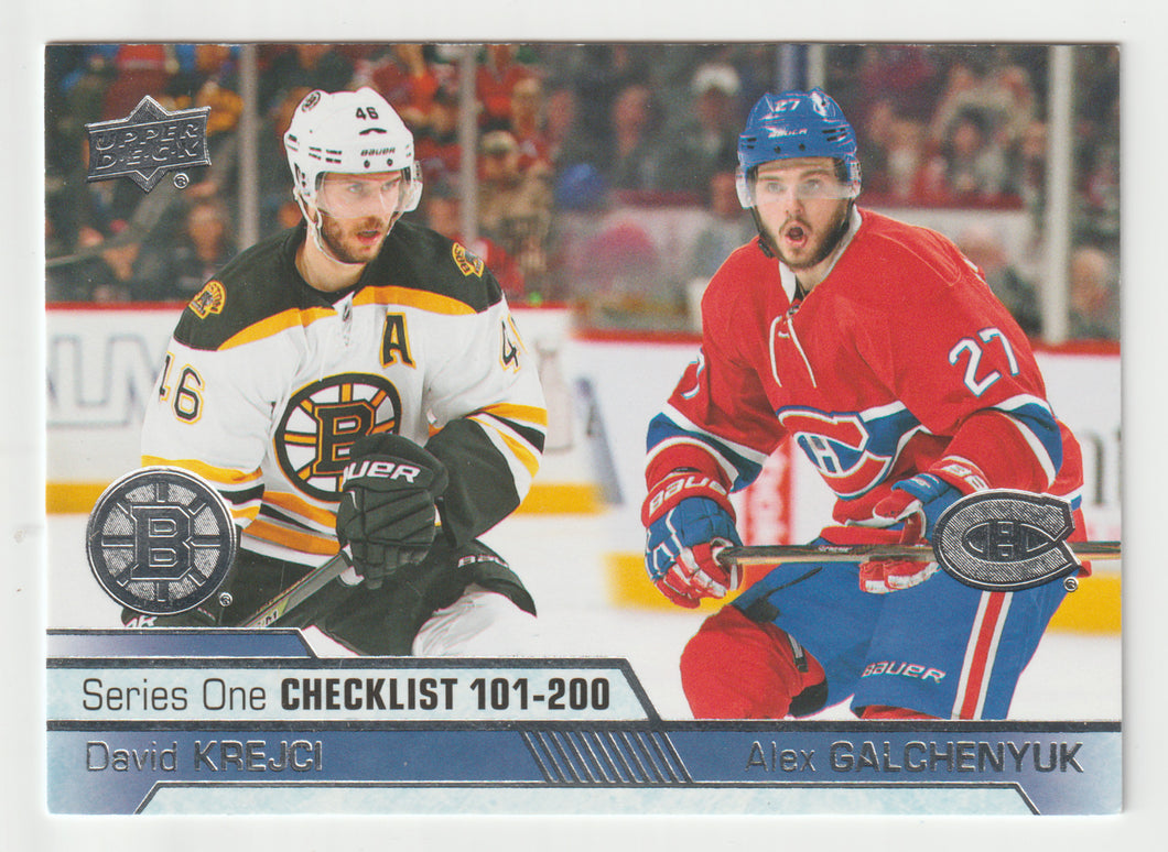 Checklist # 2 - David Krejci - Alex Galchenyuk (NHL Hockey Card) 2016-17 Upper Deck # 200 Mint