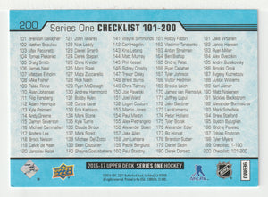 Checklist # 2 - David Krejci - Alex Galchenyuk (NHL Hockey Card) 2016-17 Upper Deck # 200 Mint