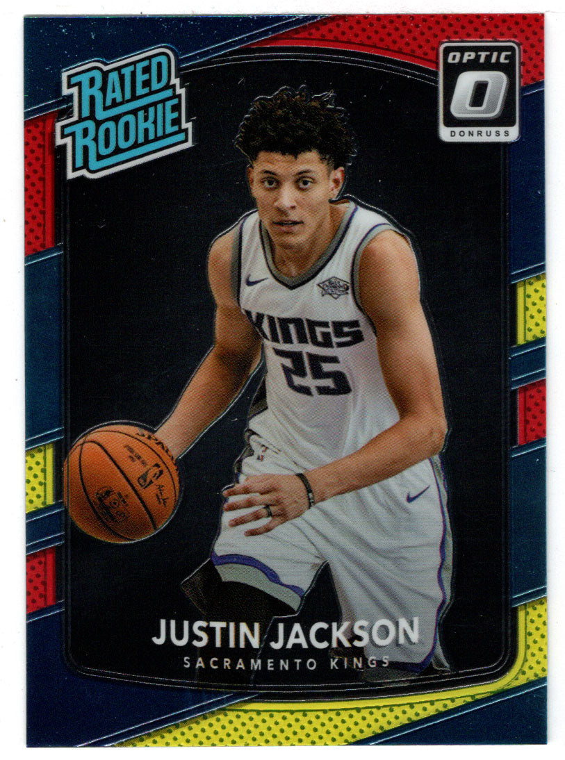 Justin Jackson - Sacramento Kings - Rated Rookie - Yellow/Red (NBA Basketball Card) 2017-18 Donruss Optic # 158 Mint