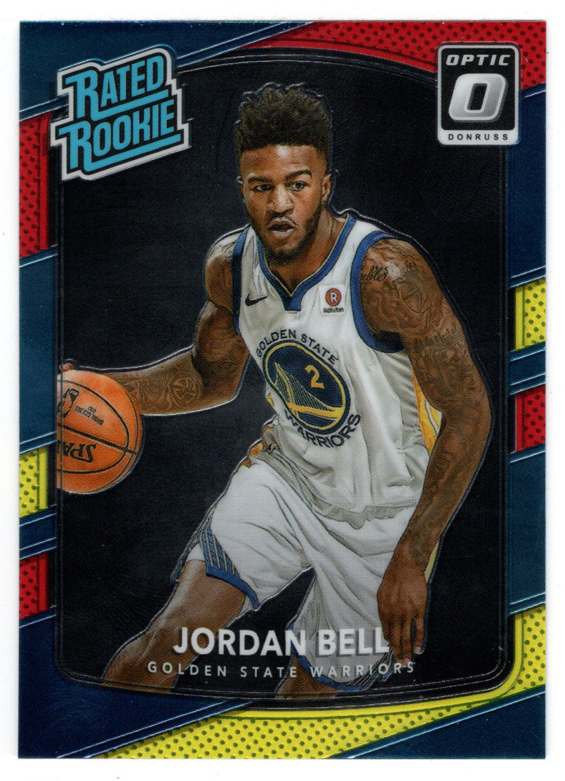 Jordan Bell - Golden State Warriors - Rated Rookie - Yellow/Red (NBA Basketball Card) 2017-18 Donruss Optic # 163 Mint