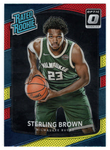 Sterling Brown - Milwaukee Bucks - Rated Rookie - Yellow/Red (NBA Basketball Card) 2017-18 Donruss Optic # 165 Mint