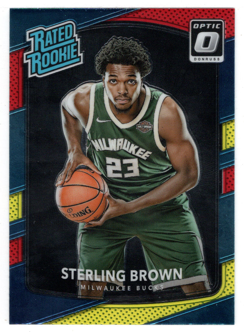 Sterling Brown - Milwaukee Bucks - Rated Rookie - Yellow/Red (NBA Basketball Card) 2017-18 Donruss Optic # 165 Mint