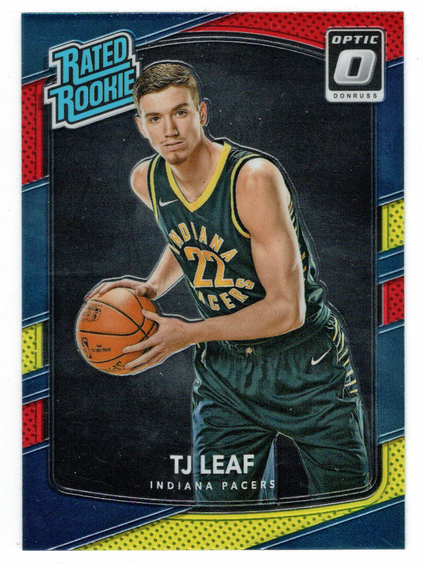 TJ Leaf - Indiana Pacers - Rated Rookie - Yellow/Red (NBA Basketball Card) 2017-18 Donruss Optic # 183 Mint