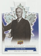 Dick Irvin - Die Cuts (NHL Hockey Card) 2017-18 Upper Deck Toronto Maple Leafs Centennial # 31 Mint