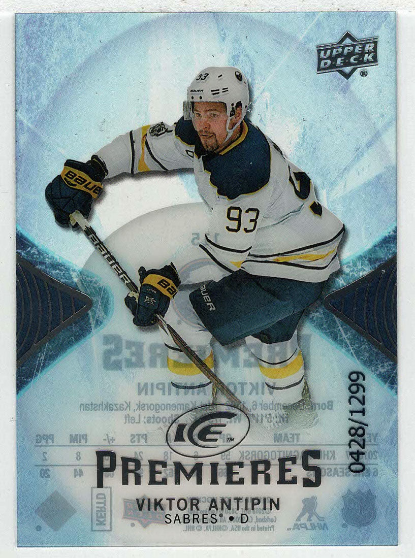 Viktor Antipin 428/1299 RC - Buffalo Sabres (NHL Hockey Card) 2017-18 Upper Deck Ice # 115 Mint