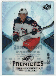 Gabriel Carlsson 61/999 RC- Columbus Blue Jackets (NHL Hockey Card) 2017-18 Upper Deck Ice # 148 Mint