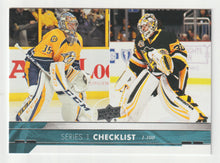 Load image into Gallery viewer, Checklist # 1 - Pekka Rinne - Matt Murray (NHL Hockey Card) 2017-18 Upper Deck # 199 Mint
