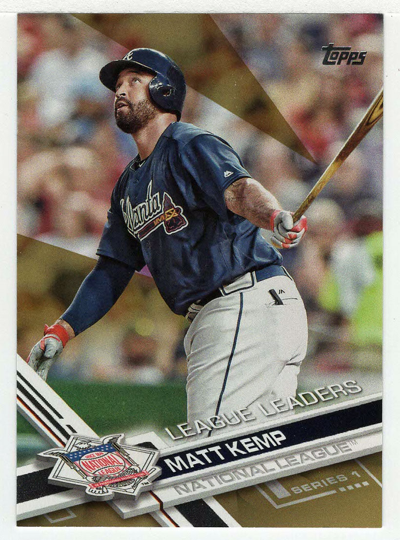 Matt Kemp 218/2017 - Atlanta Braves - League Leaders - Gold (MLB Baseball Card) 2017 Topps # 295 Mint