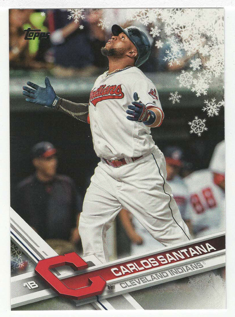 Carlos Santana - Cleveland Indians (MLB Baseball Card) 2017 Topps Walmart Holiday Snowflake # 197 Mint