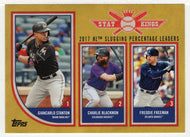 Freddie Freeman - Charlie Blackmon - Giancarlo Stanton - Stat Kings - Gold (MLB Baseball Card) 2018 Topps Big League # 317 Mint