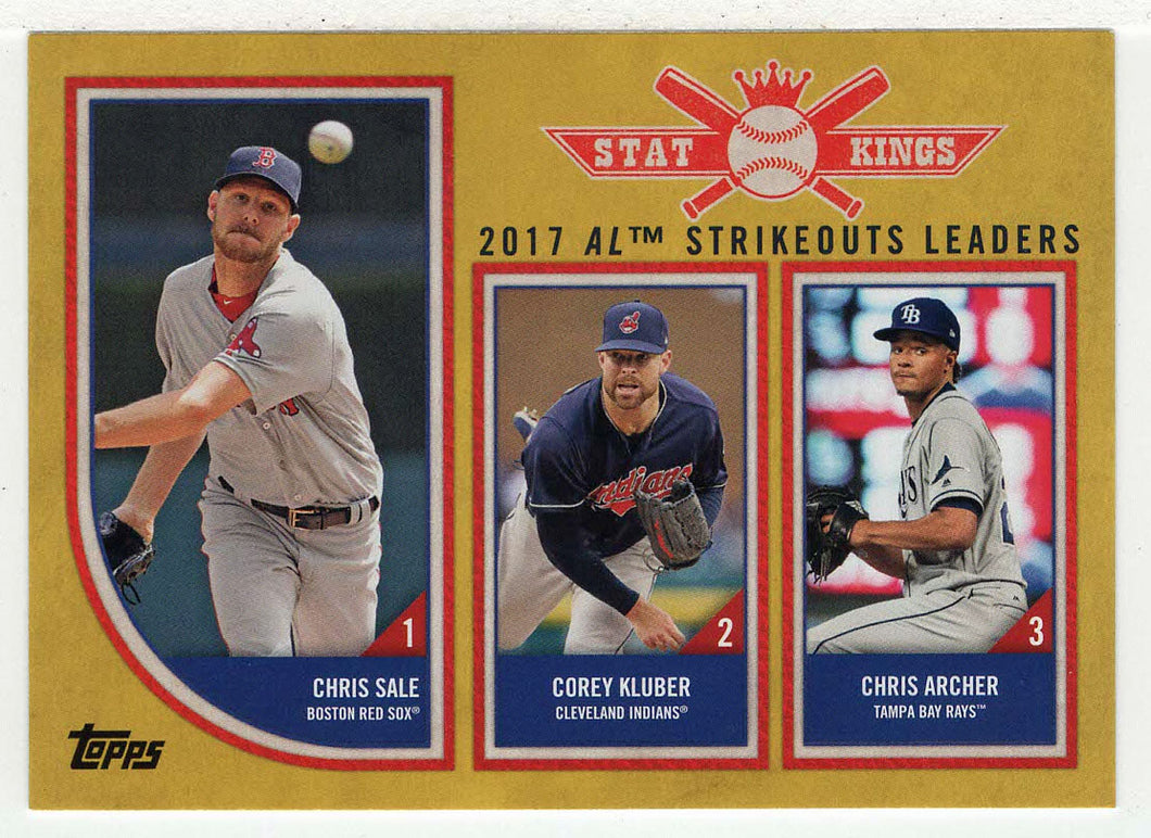 Chris Archer - Corey Kluber - Chris Sale - Stat Kings - Gold (MLB Baseball Card) 2018 Topps Big League # 324 Mint