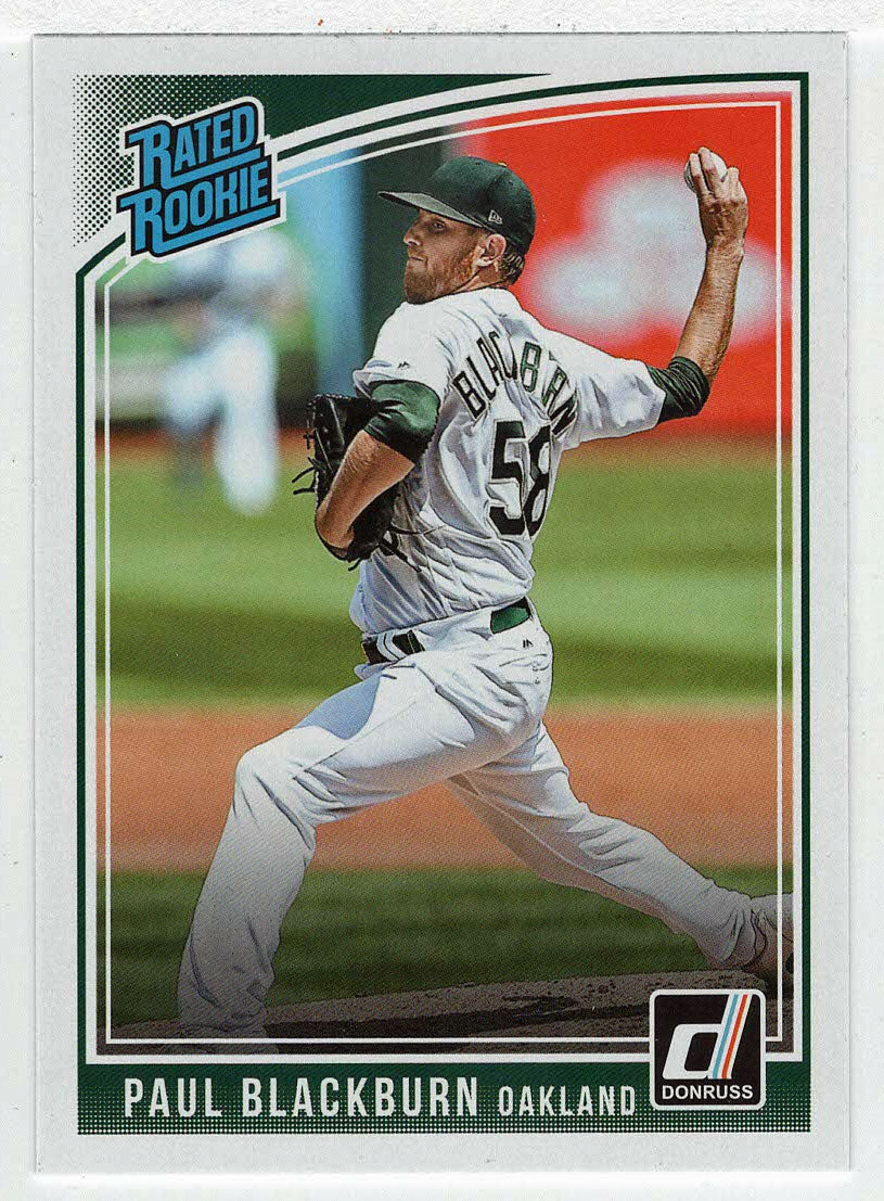 Paul Blackburn RC - Oakland Athletics - Rated Rookie (MLB Baseball Card) 2018 Donruss # 34 Mint