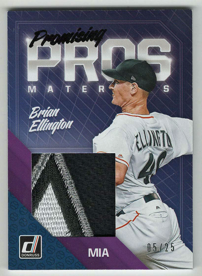 Brian Ellington 5/25 - Miami Marlins - Promising Pros Materials (MLB Baseball Card) 2018 Donruss # PPM-BE Mint
