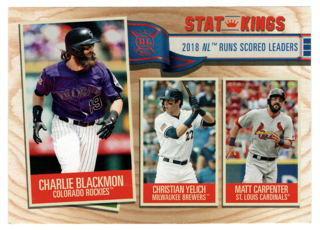 Matt Carpenter - Christian Yelich - Charlie Blackmon - Stat-Kings (MLB Baseball Card) 2019 Topps Big League # 346 Mint