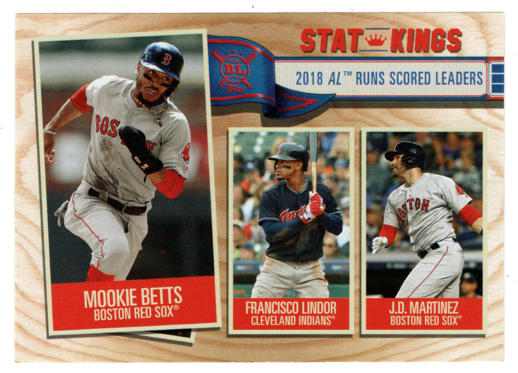Mookie Betts - J.D. Martinez - Francisco Lindor - Stat-Kings (MLB Baseball Card) 2019 Topps Big League # 347 Mint