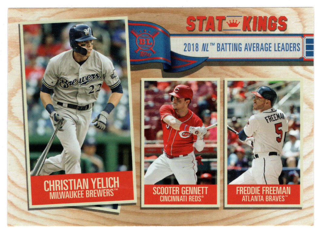 Scooter Gennett - Freddie Freeman - Christian Yelich - Stat-Kings (MLB Baseball Card) 2019 Topps Big League # 358 Mint