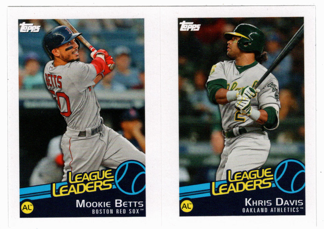 Khris Davis - Mookie Betts - Brad Hand - League Leaders (MLB Baseball Card) 2019 Topps Stickers 119 Mint